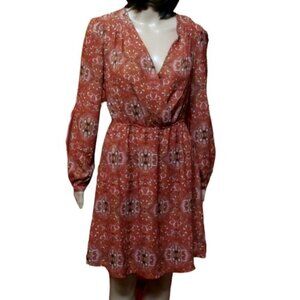 Brown Balloon Sleeve Wrap Dress Size Small